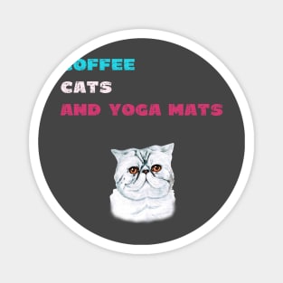 Coffee cats and yoga mats funny yoga and cat drawing Magnet